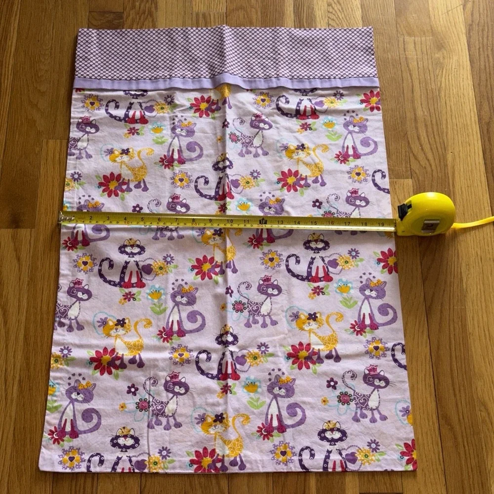 Handmade Cat Pillowcase Purple Floral Cute Kids Bedding Cartoon Soft Gift